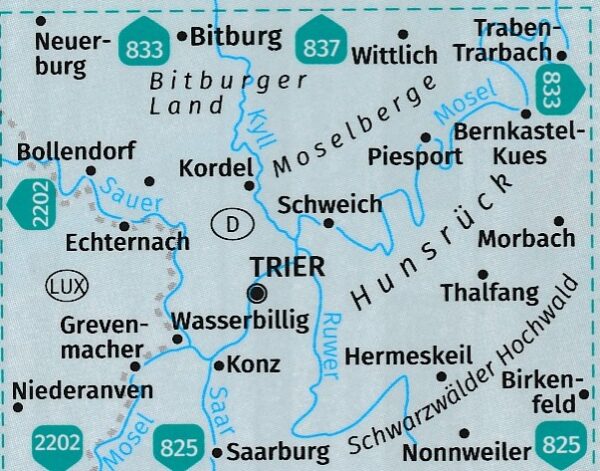 Kompass wandelkaart KP-834   Mosel, Region Trier 1:50.000 9783991214526  Kompass Wandelkaarten Kompass Rheinland-Pfalz  Wandelkaarten Moezel, van Trier tot Koblenz
