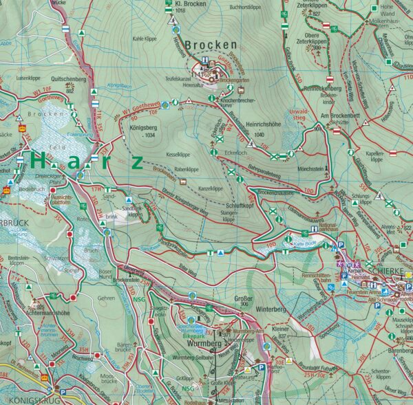 Kompass wandelkaart KP-450 Harz 1:50.000 9783991216988  Kompass Wandelkaarten Kompass Harzgebergte  Wandelkaarten Harz