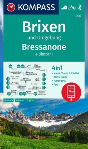 Kompass wandelkaart KP-050  Brixen,St.Vigil 1:25.000 9783991217350  Kompass Wandelkaarten Kompass Zuid-Tirol, Dolomieten  Wandelkaarten Zuid-Tirol, Dolomieten