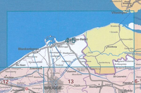 NGI-04-05  Knokke, Heist (topografische kaart 1:50.000) 9789462352452  NGI Belgie 1:50.000  Wandelkaarten Gent, Brugge & westelijk Vlaanderen