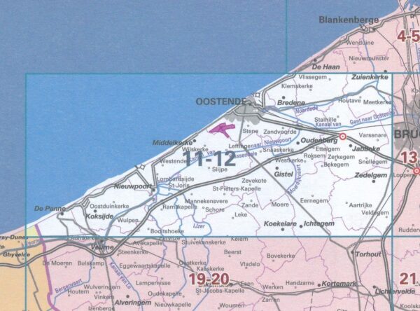 NGI-11-12  Oostduinkerke-Oostende (topografische kaart 1:50.000) 9789462353206  NGI Belgie 1:50.000  Wandelkaarten Gent, Brugge & westelijk Vlaanderen