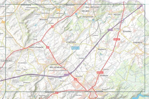 NGI-43/1-2  Welkenraedt - Kelmis (La Calamine) 9789462354296  Nationaal Geografisch Instituut NGI Wallonië 1:25.000  Wandelkaarten Wallonië (Ardennen)