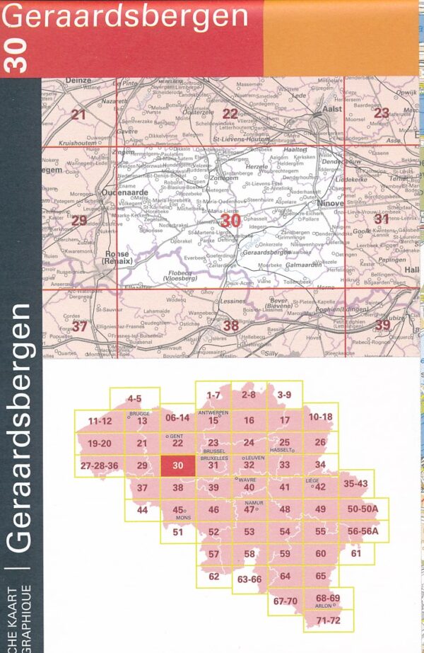 NGI-30  Geraardsbergen (topografische kaart 1:50.000) 9789462354777  Nationaal Geografisch Instituut NGI Vlaanderen  Wandelkaarten Gent, Brugge & westelijk Vlaanderen