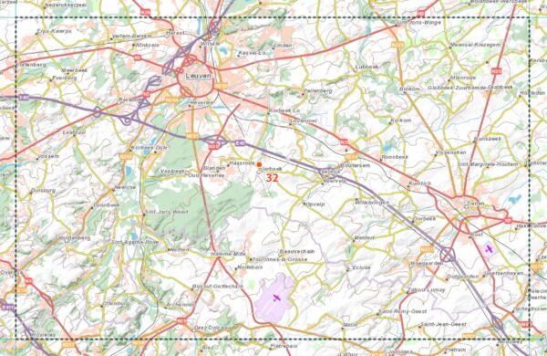 NGI-32  Leuven (topografische kaart 1:50.000) 9789462354845  Nationaal Geografisch Instituut NGI Vlaanderen  Wandelkaarten Antwerpen & oostelijk Vlaanderen
