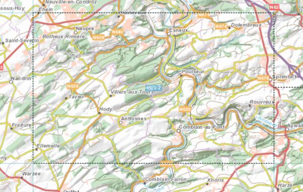 NGI-49/1-2  Esneux, Comblain-au-Pont | topografische wandelkaart 1:25.000 9789462354883  Nationaal Geografisch Instituut NGI Wallonië 1:25.000  Wandelkaarten Wallonië (Ardennen)
