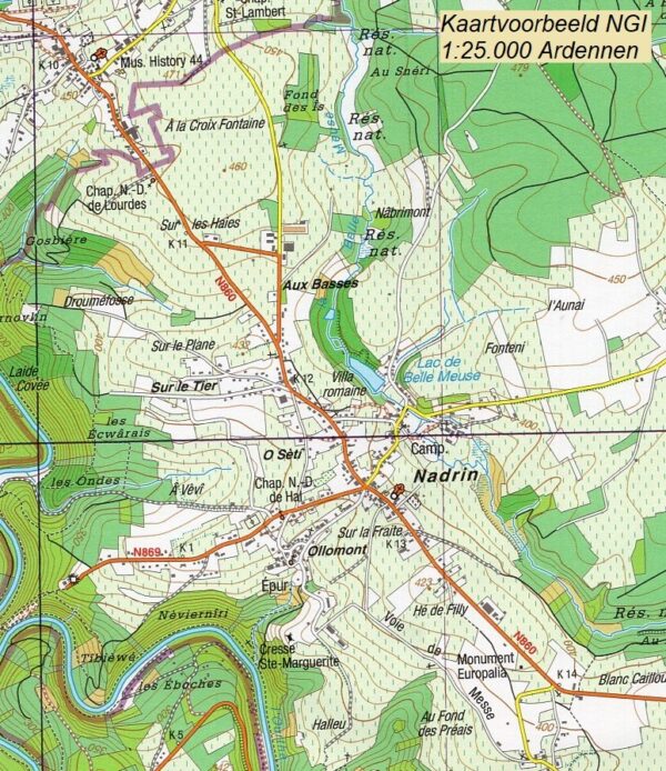 NGI-59/1-2  Houyet-Han sur Lesse | topografische wandelkaart 1:25.000 9789462355255  NGI Belgie 1:25.000  Wandelkaarten Wallonië (Ardennen)