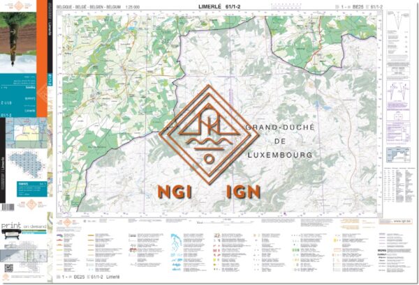 NGI-61/1-2  Limerlé, Lengeler | topografische wandelkaart 1:25.000 9789462355545  Nationaal Geografisch Instituut NGI Wallonië 1:25.000  Wandelkaarten Wallonië (Ardennen)