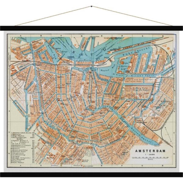 Amsterdam klassieke wandkaart 5407004630700  Blue Shaker Cartes vintage  Landeninformatie Amsterdam