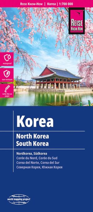 Korea (noord- en zuid-) landkaart, wegenkaart 1:700.000 9783831772537  Reise Know-How Verlag WMP, World Mapping Project  Landkaarten en wegenkaarten Korea