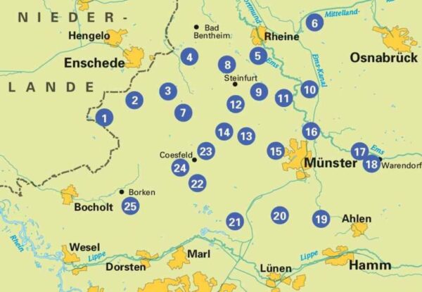 Die 25 schönsten E-Bike Touren im Münsterland 9783969901373  ADFC / BVA   Fietsgidsen Münsterland