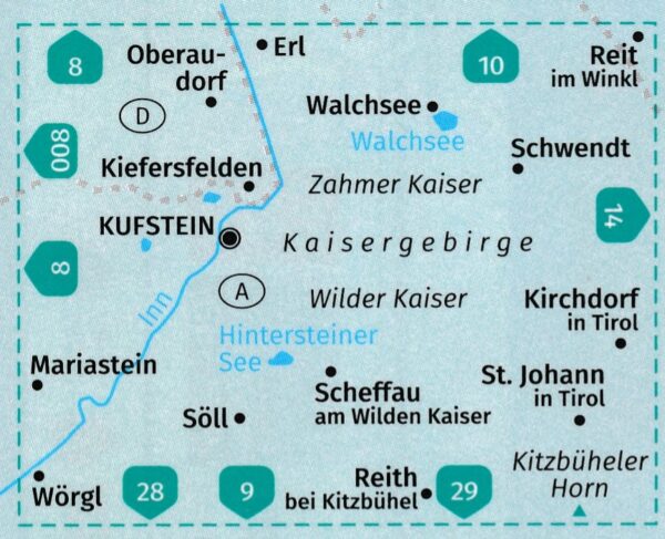 Kompass wandelkaart KP-09 Kufstein-Kaisergebirge 9783991215974  Kompass Wandelkaarten Kompass Oostenrijk  Wandelkaarten Tirol