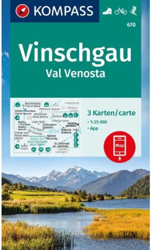 Kompass wandelkaart KP-670 Vinschgau, Val Venosta | 3 kaarten 1:25.000 9783991218920  Kompass Wandelkaarten Kompass Zuid-Tirol, Dolomieten  Wandelkaarten Zuid-Tirol, Dolomieten
