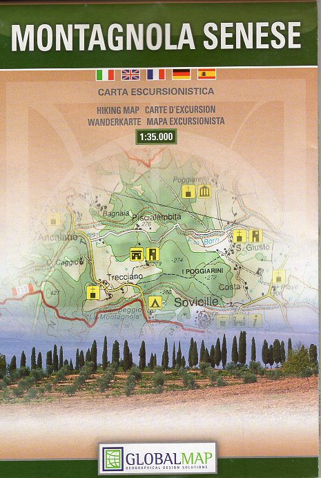 wandelkaart Montagnola Senese (omg. Siena) 1:25.000 9788879143516  Global Map   Wandelkaarten Toscane, Florence