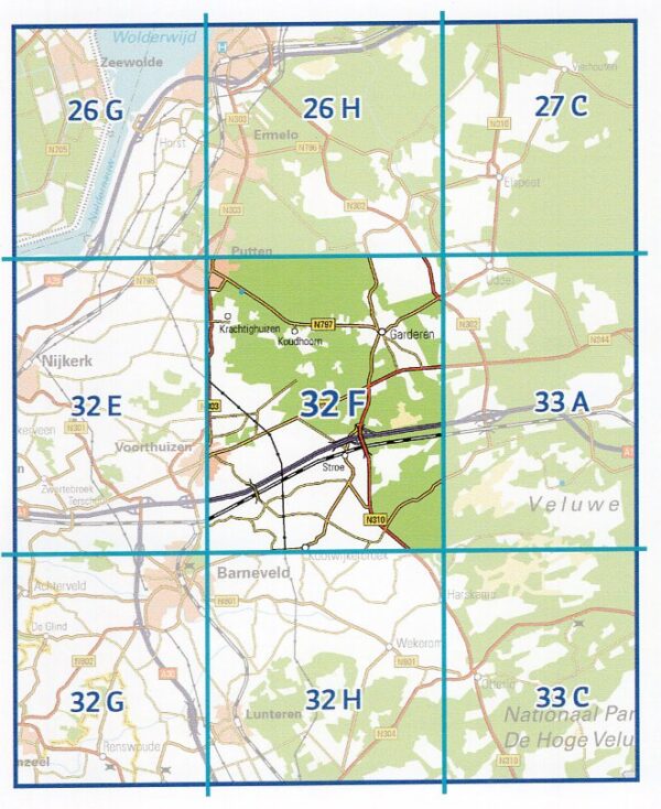 32F  Garderen topografische wandelkaart 1:25.000 TK25.32F  Kadaster / Geo-Informatie Top. kaarten Gelderland  Wandelkaarten Arnhem en de Veluwe