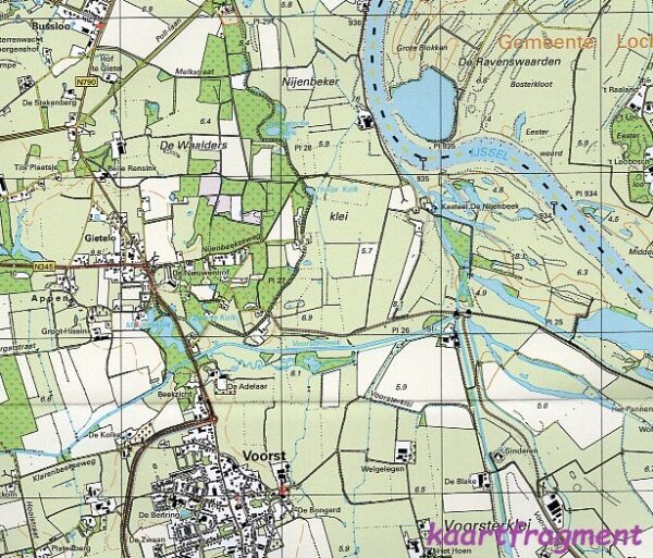 33E  Deventer topografische wandelkaart 1:25.000 TK25.33E  Kadaster / Geo-Informatie Top. kaarten Gelderland  Wandelkaarten Arnhem en de Veluwe
