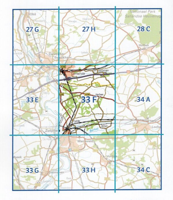 33F  Gorssel topografische wandelkaart 1:25.000 TK25.33F  Kadaster / Geo-Informatie Top. kaarten Gelderland  Wandelkaarten Gelderse IJssel en Achterhoek