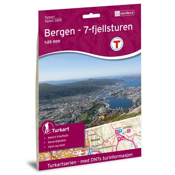 DNT-2429  Bergen wandelkaart 1:25.000 7046660024294  Nordeca Turkart Norge  Wandelkaarten Zuid-Noorwegen