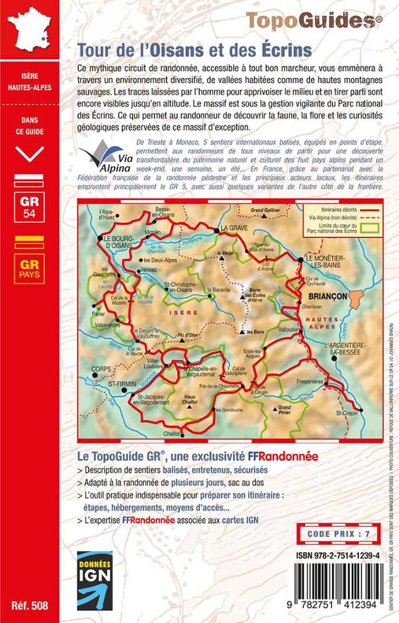 TG-508  Tour de l'Oisans, Écrins | wandelgids GR54 9782751412394  FFRP topoguides à grande randonnée  Meerdaagse wandelroutes, Wandelgidsen Écrins, Queyras, Hautes Alpes