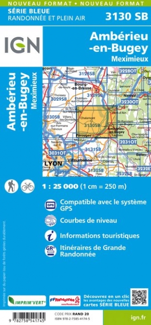 wandelkaart 3130-SB Ambérieu-en-Bugey / Meximieux 9782758541745  IGN IGN 25 Jura (F)  Wandelkaarten Franse Jura