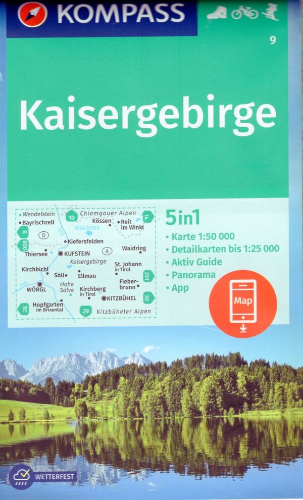 Kompass wandelkaart KP-9 Kaisergebirge 9783991215677  Kompass Wandelkaarten Kompass Oostenrijk  Wandelkaarten Tirol