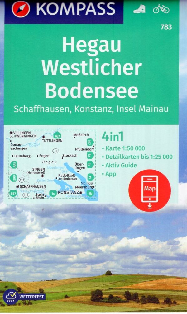 Kompass wandelkaart KP-783 Hegau/Westlicher Bodensee 9783991218241  Kompass Wandelkaarten Kompass Bodensee / Schw. Alb  Wandelkaarten Bodenmeer, Schwäbische Alb