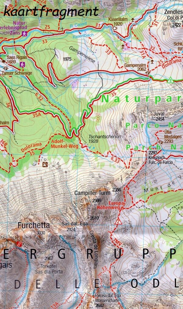 Kompass wandelkaart KP-076  Gröden, Seiser Alm 1:25.000 9783991218647  Kompass Wandelkaarten Kompass Zuid-Tirol, Dolomieten  Wandelkaarten Zuid-Tirol, Dolomieten