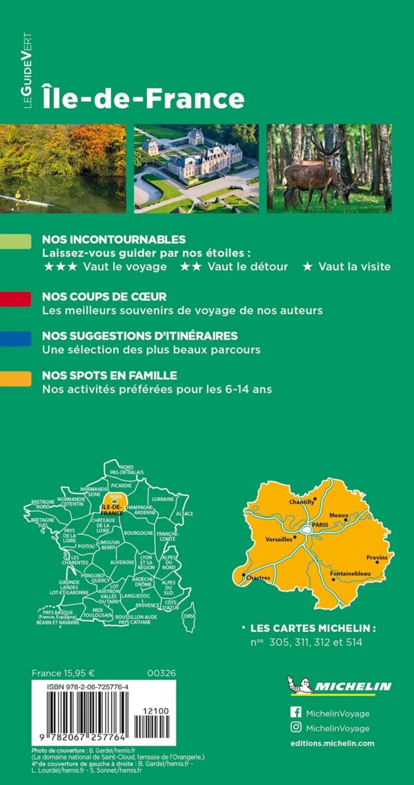 Île-de-France (omgeving Parijs) | Michelin guide vert 9782067257764  Michelin Guides Verts  Reisgidsen Parijs, Île-de-France