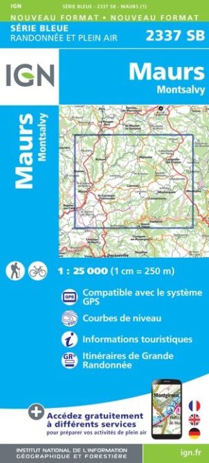 SB-2337 Maurs, Montsalvy | wandelkaart 1:25.000 9782758547990  IGN IGN 25 Auvergne  Wandelkaarten Auvergne