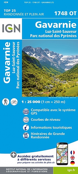 wandelkaart 1748OT Gavarnie, Cauterets 1:25.000 9782758551867  IGN IGN 25 Franse Pyreneeën  Wandelkaarten Franse Pyreneeën