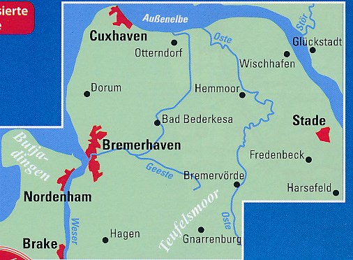 Cuxhaven / Bremerhaven omgeving fietskaart 1:75,000 9783969900857  ADFC / BVA ADFC Regionalkarte  Fietskaarten Bremen, Ems, Weser, Hannover & overig Niedersachsen