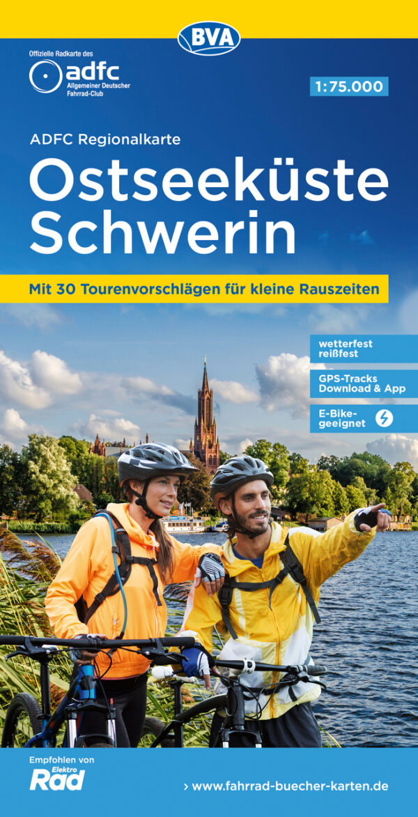 Schwerin / Ostseeküste fietskaart 1:75.000 9783969901465  ADFC / BVA ADFC Regionalkarte  Fietskaarten Mecklenburg-Vorpommern