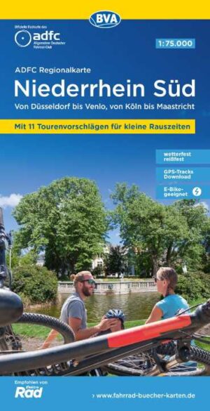 Niederrhein Süd fietskaart 1:75.000 9783969901724  ADFC / BVA ADFC Regionalkarte  Fietskaarten Niederrhein