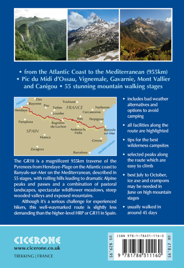 The GR10 Trail (GR-10) | wandelgids 9781786311160 Brian Johnson Cicerone Press   Meerdaagse wandelroutes, Wandelgidsen Franse Pyreneeën