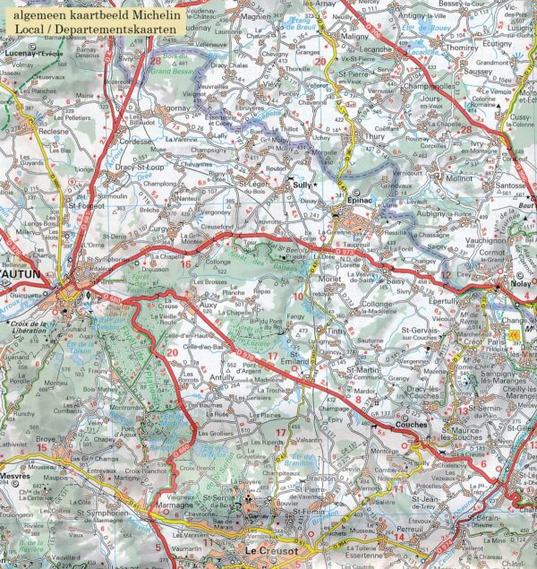 326  Allier, Puy-de-Dôme | Michelin wegenkaart 1:150.000 9782067202283  Michelin Local / Departementskaarten  Landkaarten en wegenkaarten Auvergne