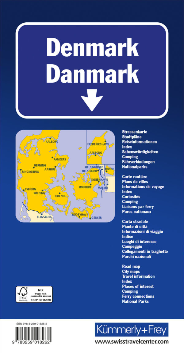 wegenkaart Denemarken 1:300.000 9783259018262  Kümmerly & Frey   Landkaarten en wegenkaarten Denemarken