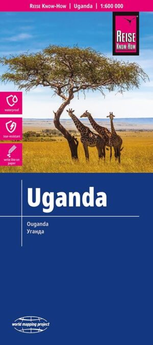 Uganda landkaart, wegenkaart 1:600.000 9783831774012  Reise Know-How Verlag WMP, World Mapping Project  Landkaarten en wegenkaarten Uganda, Rwanda, Burundi, Ruwenzorigebergte