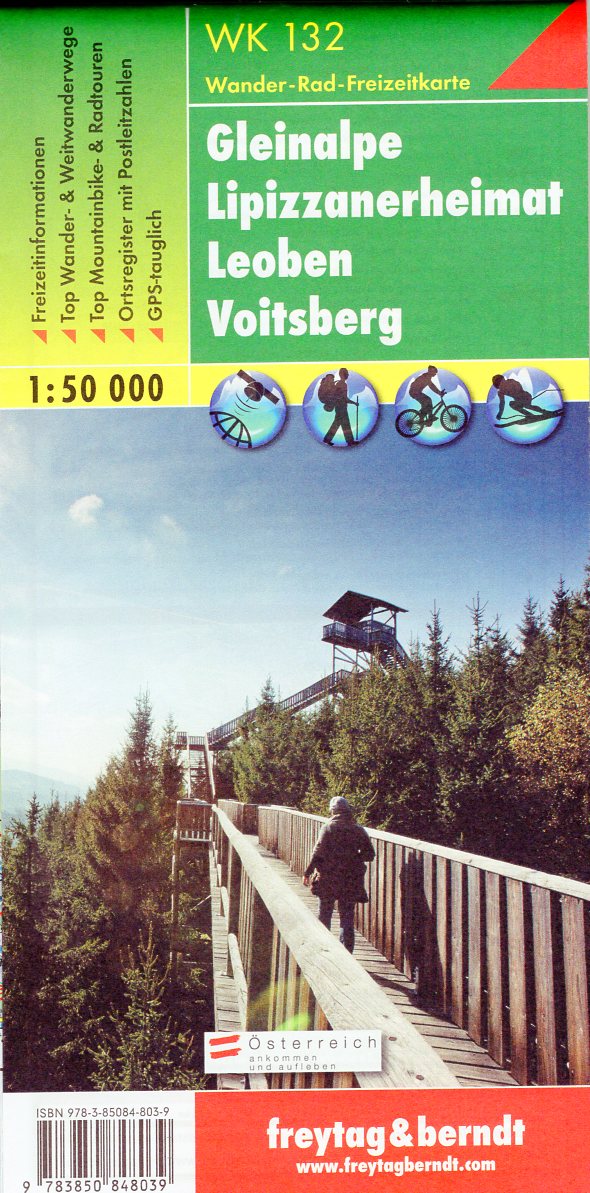 WK-132  Gleinalpen, Lipizzanerheimat, Leoben, Voitsberg | wandelkaart 1:50.000 9783850848039  Freytag & Berndt WK 1:50.000  Wandelkaarten Tirol