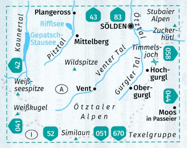 Kompass wandelkaart KP-042 Inneres Ötztal/ Pitztal/ Kaunertal 9783991218777  Kompass Wandelkaarten Kompass Oostenrijk  Wandelkaarten Tirol