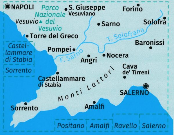 Kompass wandelkaart KP-682  Sorrento/Salerno, Costiera Amalfitana 1:50.000 | Kompass 9783991219866  Kompass Wandelkaarten Kompass Italië  Wandelkaarten Napels, Amalfi, Cilento, Campanië