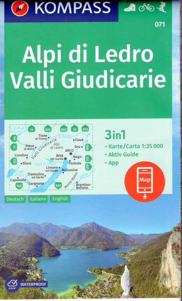 Kompass wandelkaart KP-071  Alpi di Ledro -  Valli Giudicarie 9783991540250  Kompass Wandelkaarten Kompass Zuid-Tirol, Dolomieten  Wandelkaarten Gardameer, Zuid-Tirol, Dolomieten