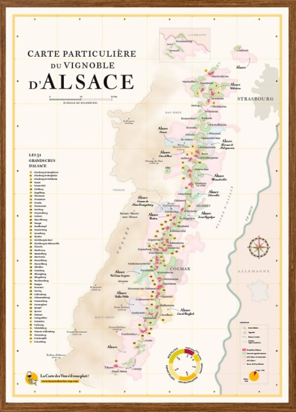 Alsace, Carte des Vins | kaart vd wijngebieden van de Elzas 9791097114015  Affiche   Culinaire reisgidsen, Wandkaarten, Wijnreisgidsen Vogezen