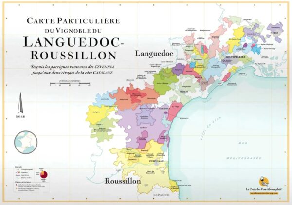 Languedoc-Roussillon, Carte des Vins | kaart vd wijngebieden 9791097114060  Affiche   Wandkaarten, Wijnreisgidsen Cevennen, Languedoc