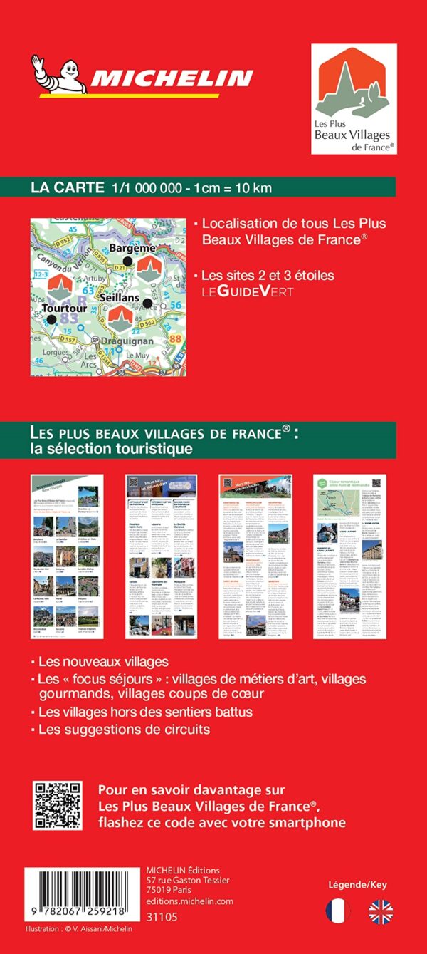 Michelin wegenkaart Frankrijk Les Plus Beaux Villages 1:1.0000.000 9782067259218  Michelin   Landkaarten en wegenkaarten Frankrijk