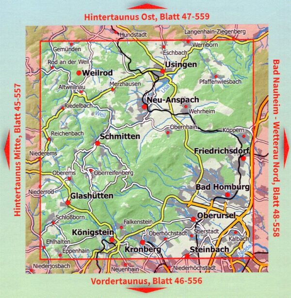 NaturNavi 47-557 wandelkaart Hochtaunus 1:25.000 9783960990611  NaturNavi Wanderkarten mit Radwegen  Wandelkaarten Frankfurt, Taunus, Rheingau