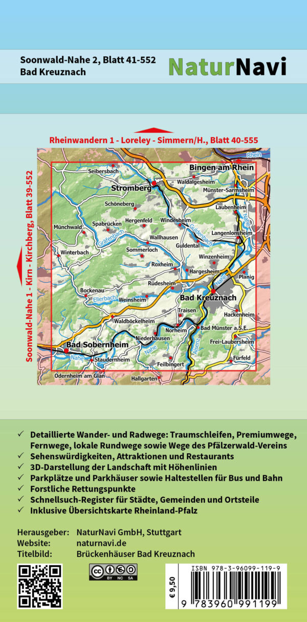 NaturNavi 41-552 wandelkaart Soonwald - Nahe 2 (Bad Kreuznach) 1:25.000 9783960991199  NaturNavi Wanderkarten mit Radwegen  Wandelkaarten Saarland, Hunsrück