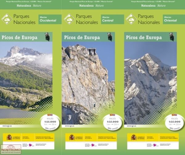 Picos de Europa | set van 3 wandelkaarten 1:25.000 en 1 Engelstalige wandelgids 9788441668713  CNIG Wandelkaarten Spanje  Wandelgidsen, Wandelkaarten Picos de Europa