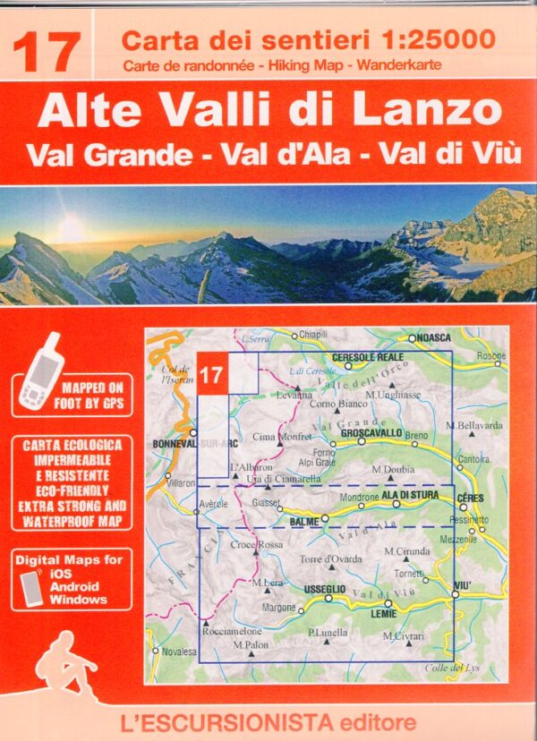 ESC-17  Alte Valli di Lanzo | wandelkaart 1:25.000 9788898520763  Escursionista Carta dei Sentieri 1:25.000  Wandelkaarten Turijn, Piemonte