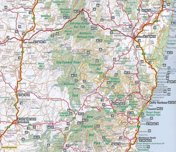 Sydney to Brisbane 1:900.000 9321438001980  Hema Maps   Landkaarten en wegenkaarten Australië