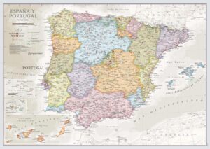 wandkaart Spanje staatkundig 9781913834692  MAPS International Political Classic Maps  Wandkaarten Portugal, Spanje