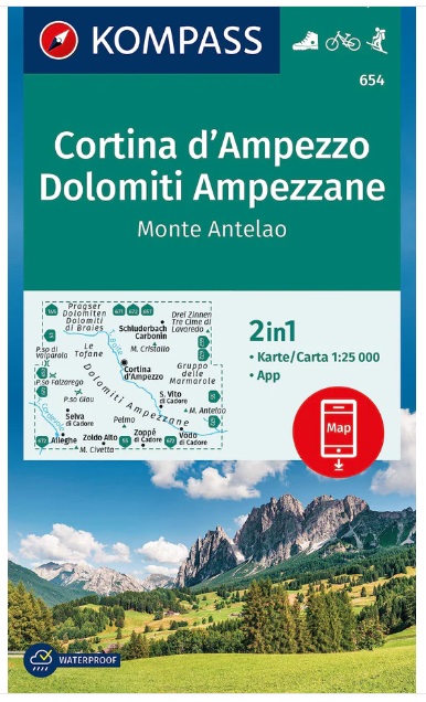 Kompass wandelkaart KP-654 Cortina d Ampezzo 1:50.000 - Monte